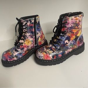 T.U.K. Anarchic Floral Combat Boots